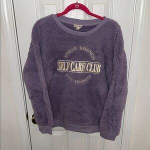 Derek Heart Lavender Plush 'Self Care Club' Crewneck Sweater